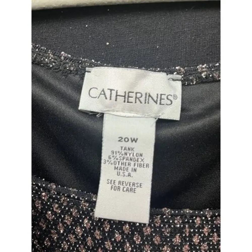 Catherines 2-piece Tank Cardigan set‎ Women's Plus 20W Black glitter/metal